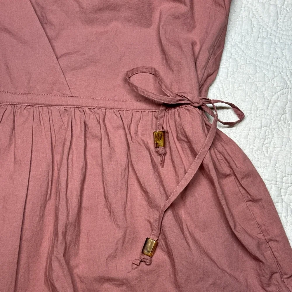 Madewell Large Cotton Poplin Tiered Mini Dress Mauve Boho Cottagecore $128 NWT - Picture 6 of 11